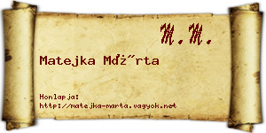 Matejka Márta névjegykártya